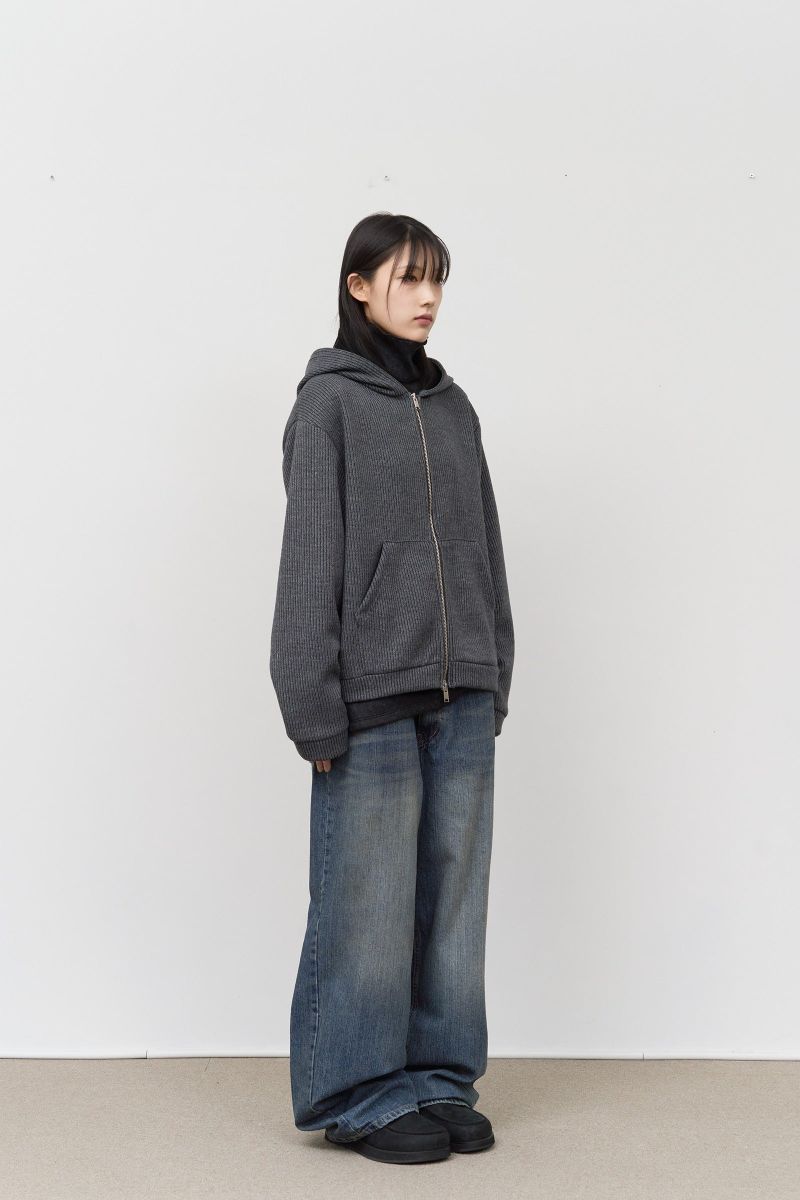 Wet Knitted Zip Hoodie