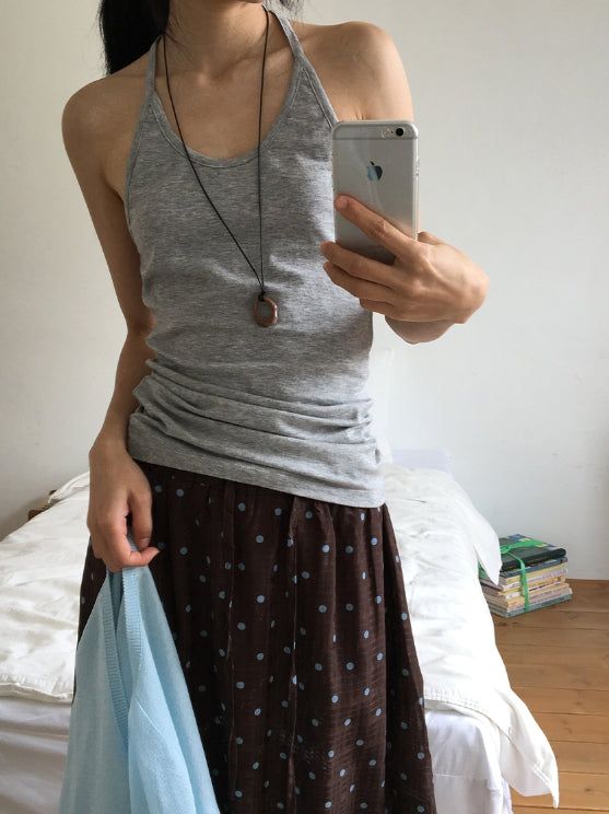 Dva Basic Halterneck Layered Long Sleeveless