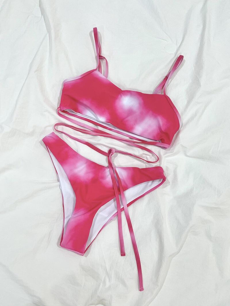 1006. Darling tie-died bikini 3pc (pink)