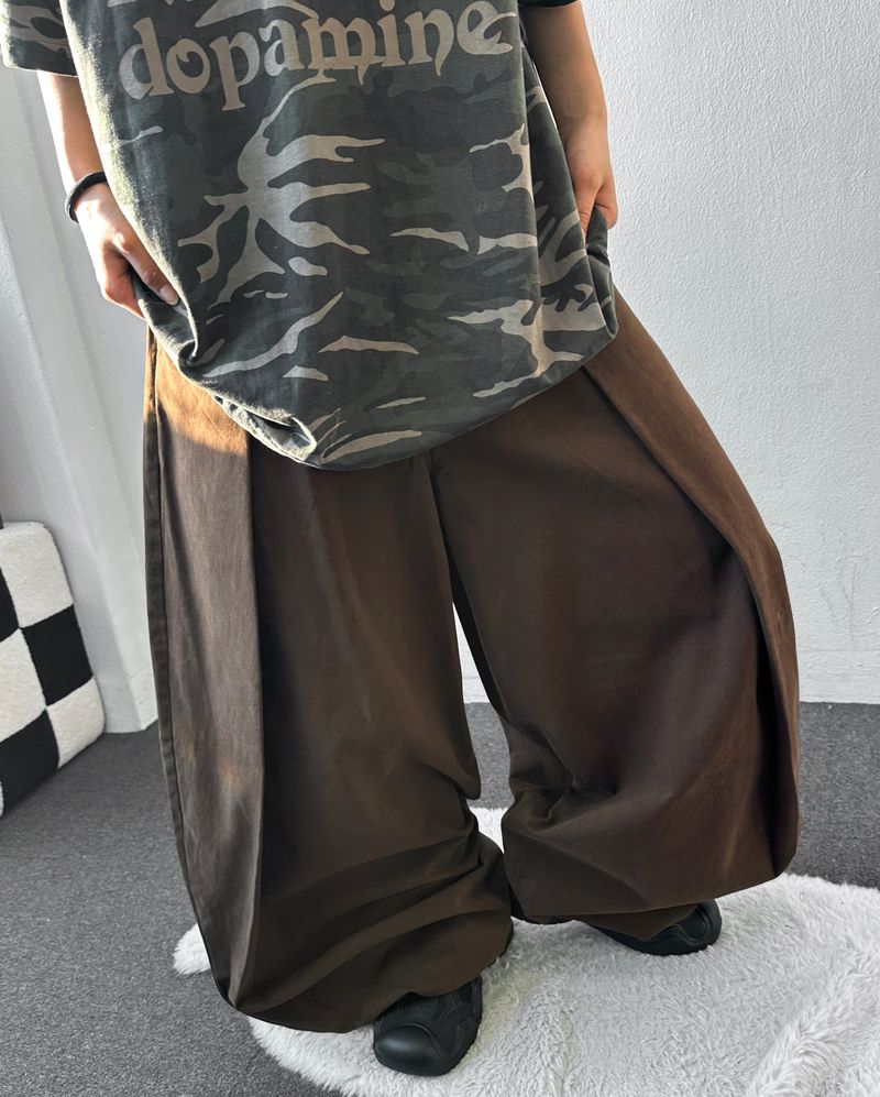 Flip Fold Pintuck Balloon Pants 3color