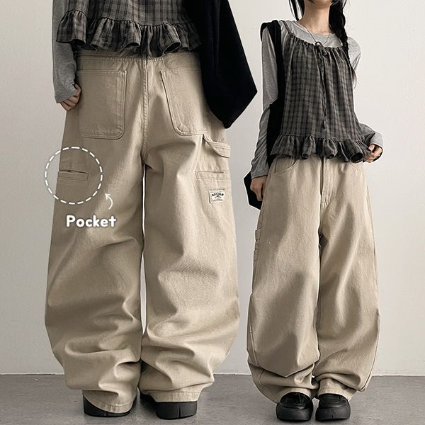 Patch✨Point Cotton Carpenter Pants (4 colors)