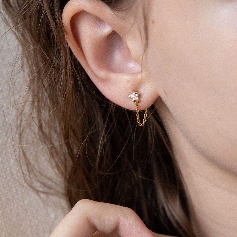 MerryMotive（メリーモチーブ）の「タイニースターアンドチェーンドロップピアス（アクセサリー）」