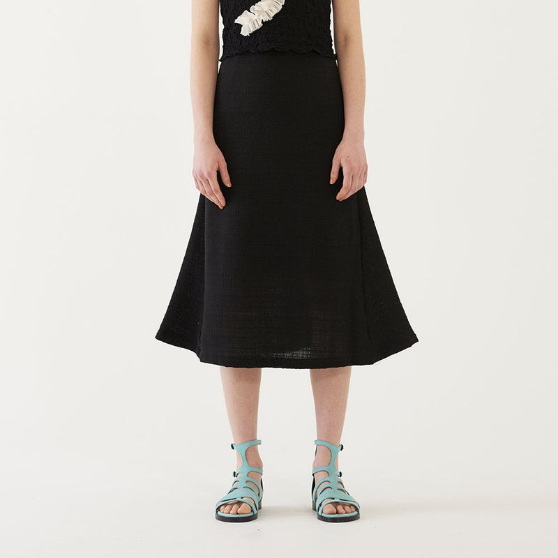 TWEED MIDI SKIRT (BLACK)