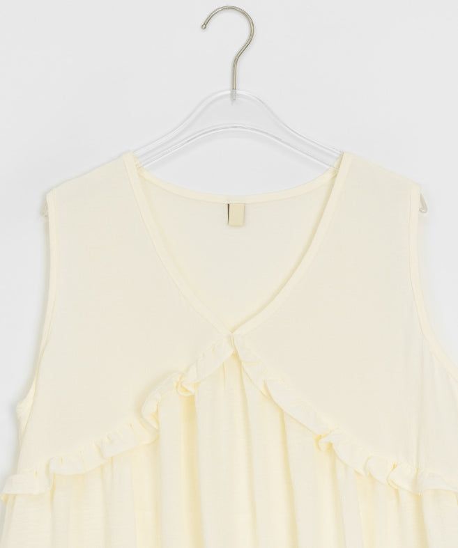 Shoto Deep-V Ruffled Layered Sleeveless Blouse