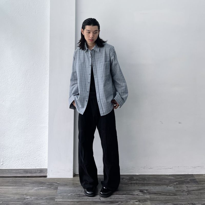 Curved Stitch Wide Trousers