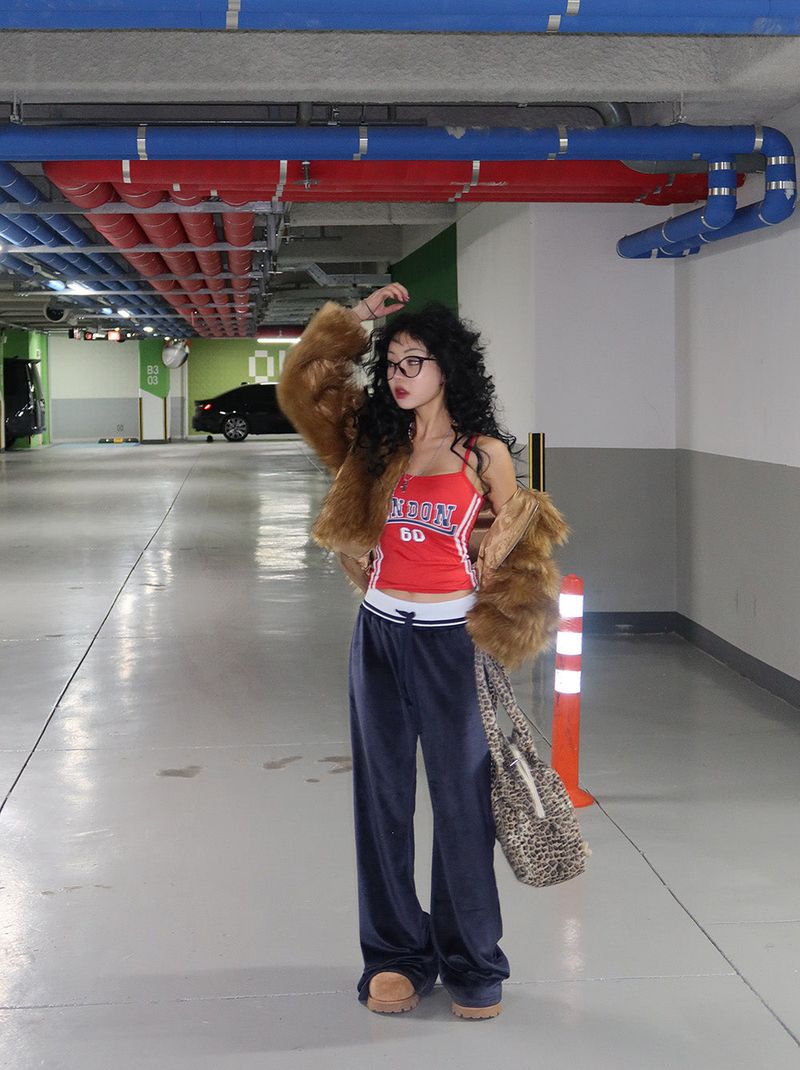 Velvet Coloring Sweats Wide Pants