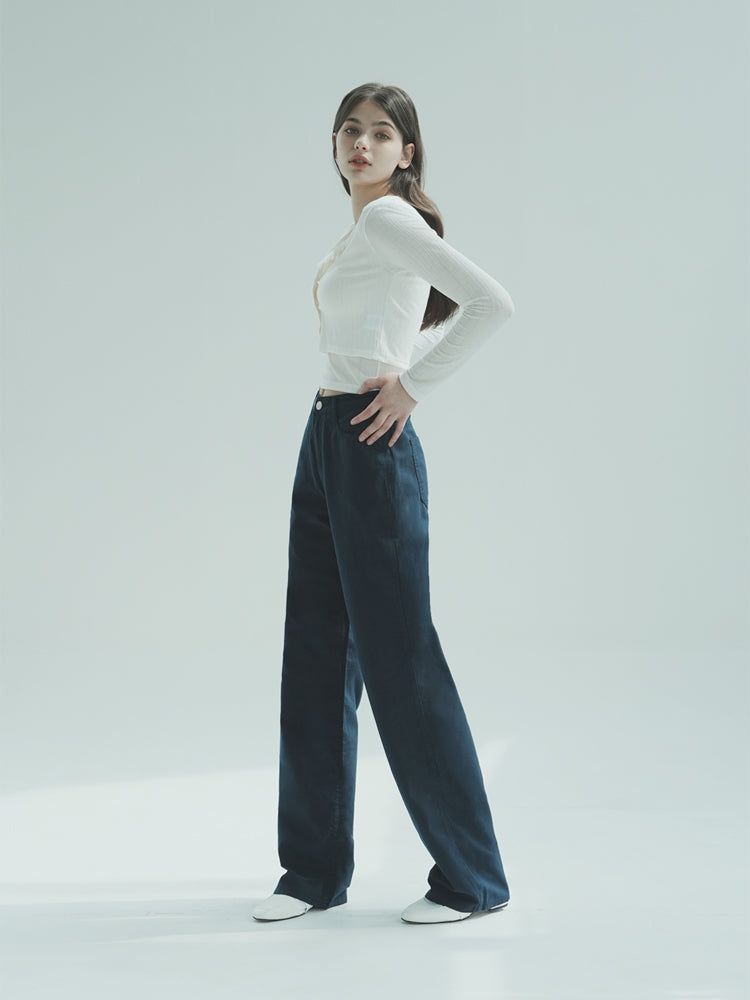 W1010 LINEN WIDE PANTS_NAVY