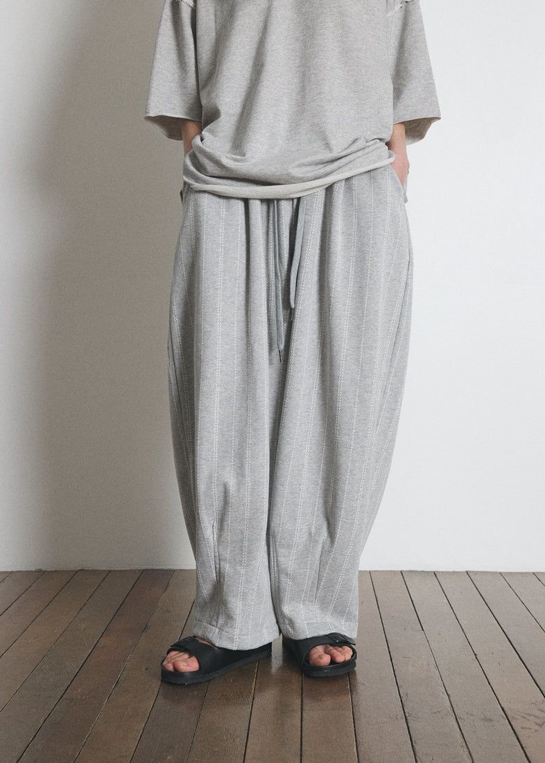 DOTTED-STRIPE BALLOON SWEAT PANTS (Gray)