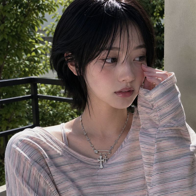 EX LOVE（イーエックスラブ）の「クロスクリップスデコレーテッドストリートY2Kファッションデイリーネックレス（アクセサリー）」