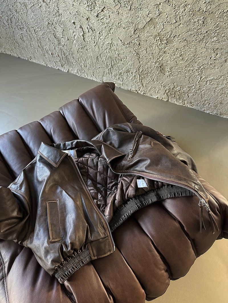 Leather Blouson Wellon Short Padded