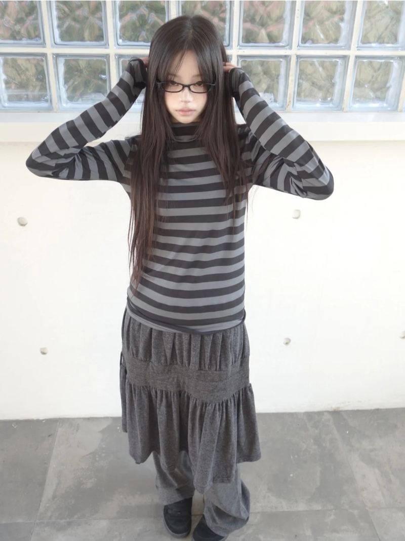 stripe mock-neck tee