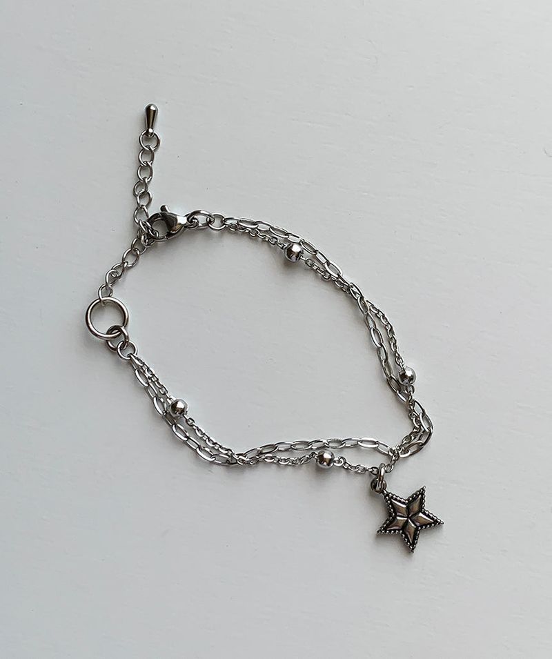 Two chain layered star bracelets