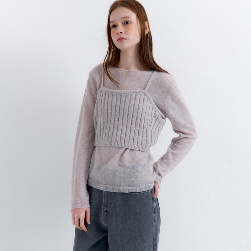 Bustier Knit Set Gray