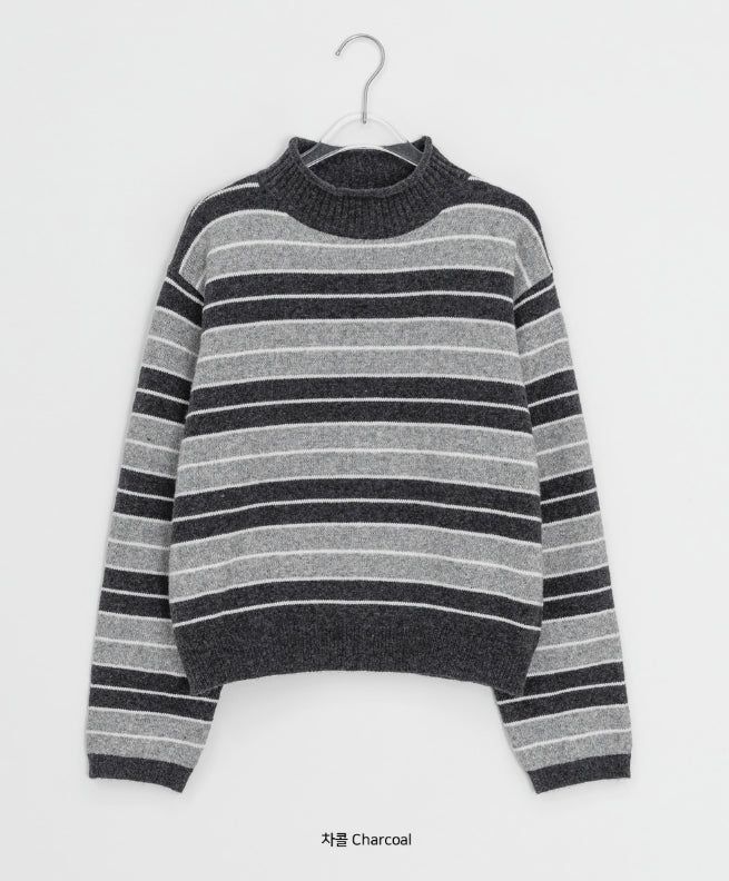 Hermot Half Neck Stripe Wool Knit