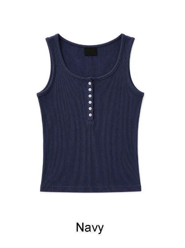 Olte Button Ribbed Sleeveless