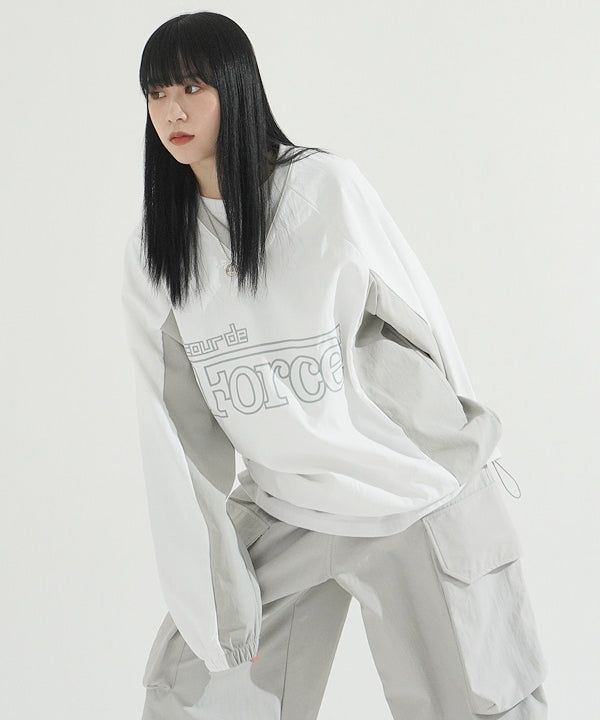 KIXI（キッシー）の「フォースVネックナイロンオーバースウェットシャツ（トップス）」