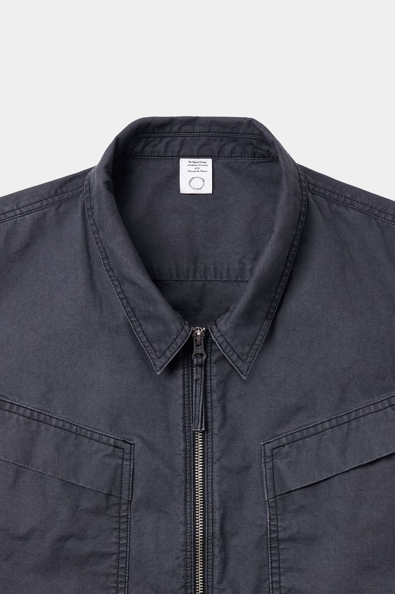 Vintage Washed Flap Pockets Work Shacket (Washed Charcoal)