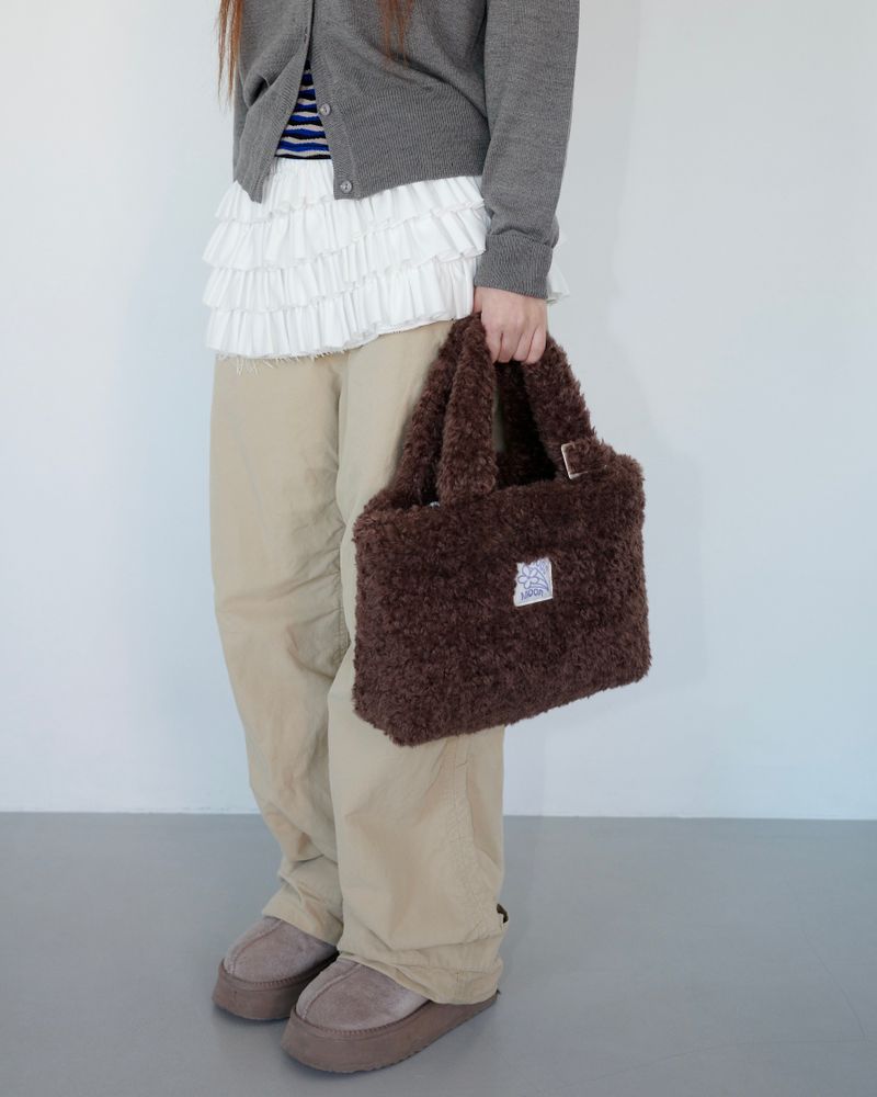 Teddy mini fur bag _ dark brown