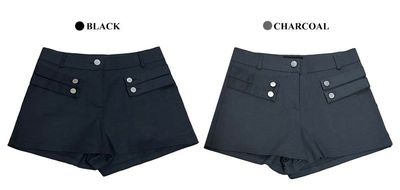 Modern Two Belt Button Bijou Short Pants