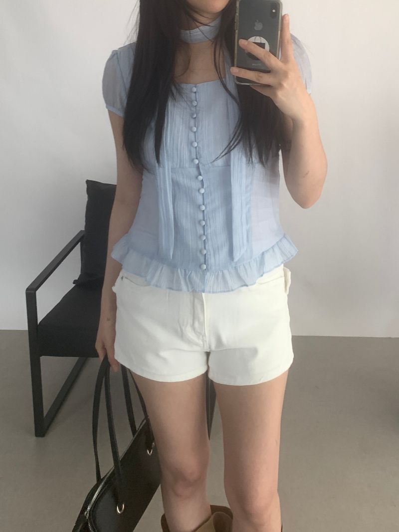 Rivenne Tie Short Sleeve Blouse