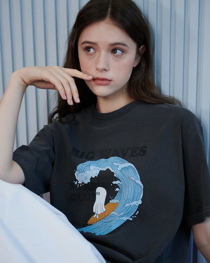 【MADE】SURF GHOST PRINT T-SHIRT [BLACK]