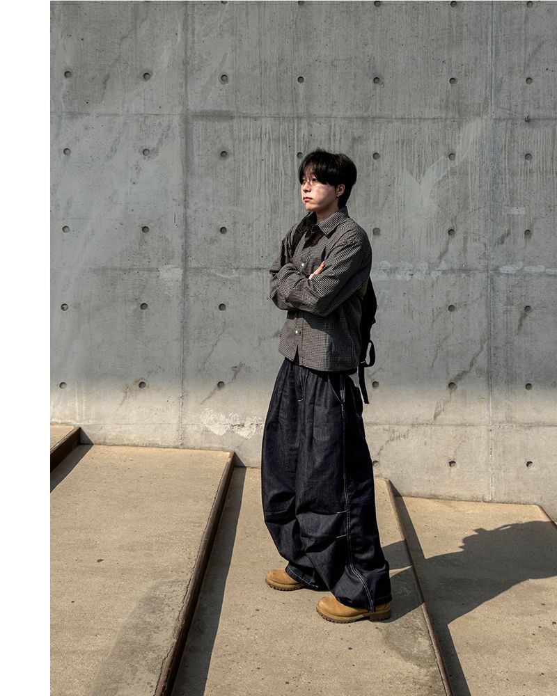 Hanel Check Flap Balloon Denim Pants