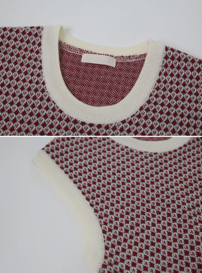 Vintage Pattern Knit Vest (4color)