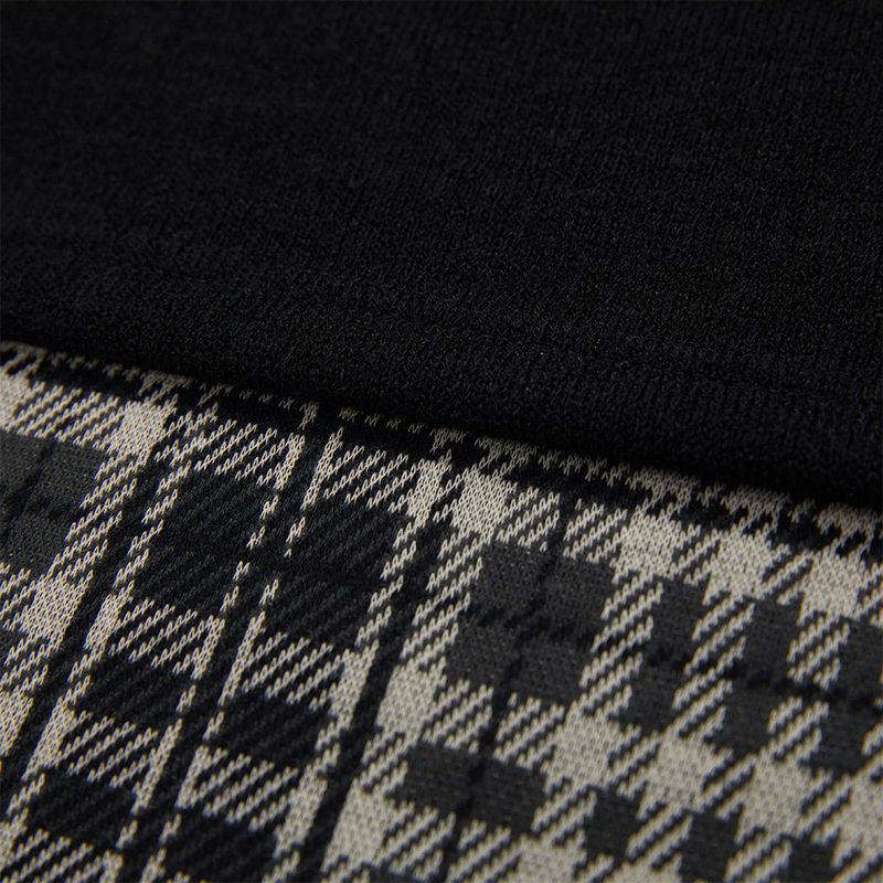 レイヤードチェックニットセット / Layered Check Knit Set [BLACK]