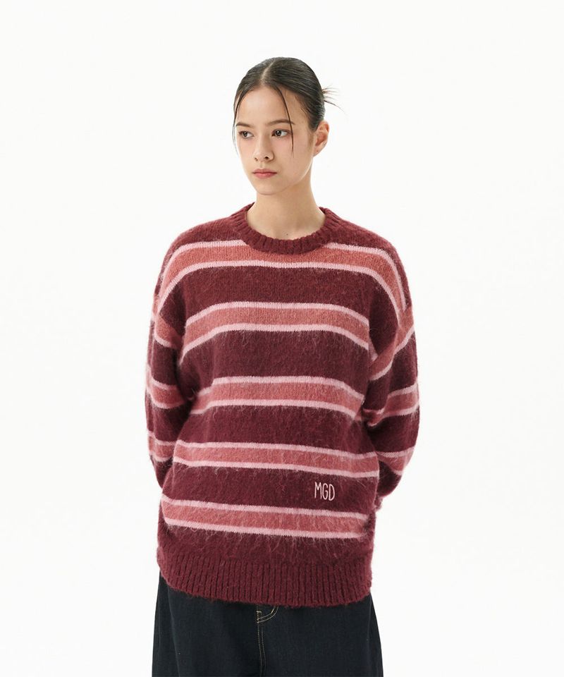 HAIRY STRIPE KNIT SWEATER