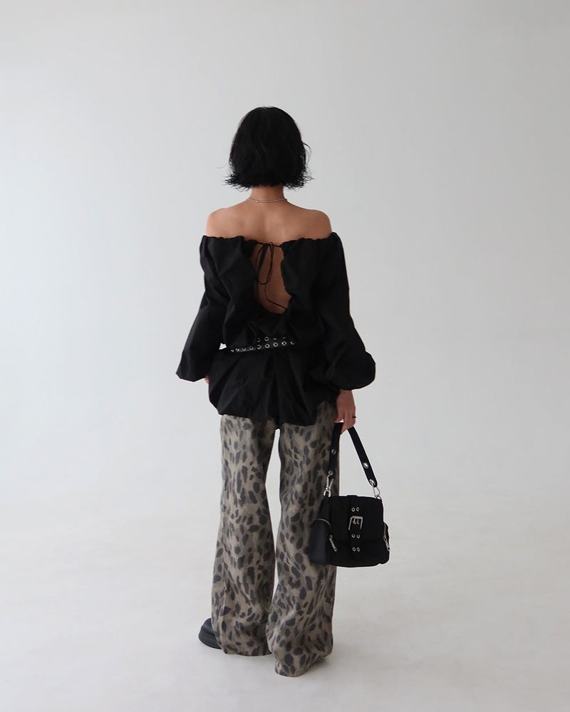 Pumpkin Balloon Off-Shoulder Long Blouse & Mini Dress