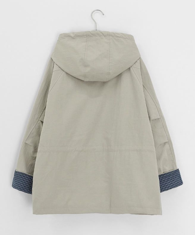 Pump Check Color Matching Hood Bomber Padding Jumper