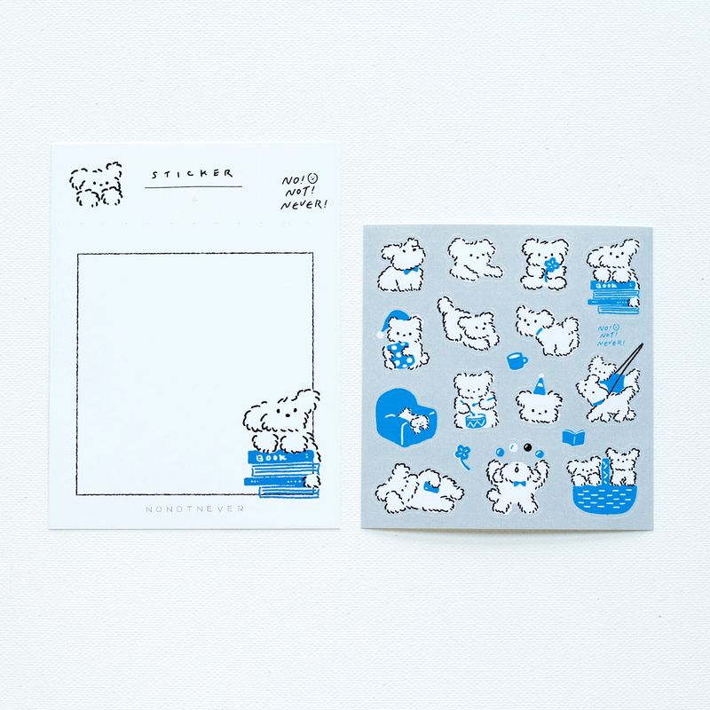 Seal stickers: White puppy, blue, green, 2-sheet set