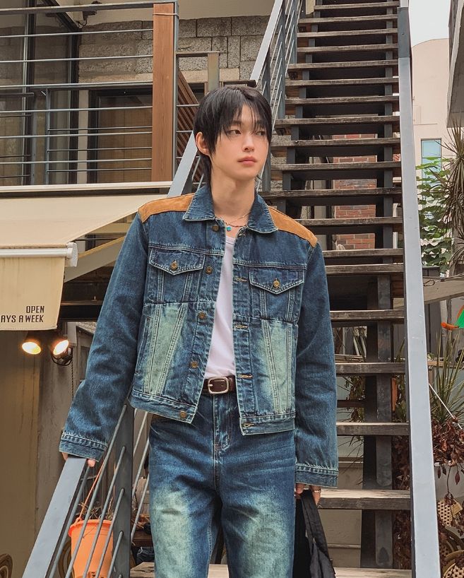 Morgan Corduroy Patch Denim Trucker Jacket
