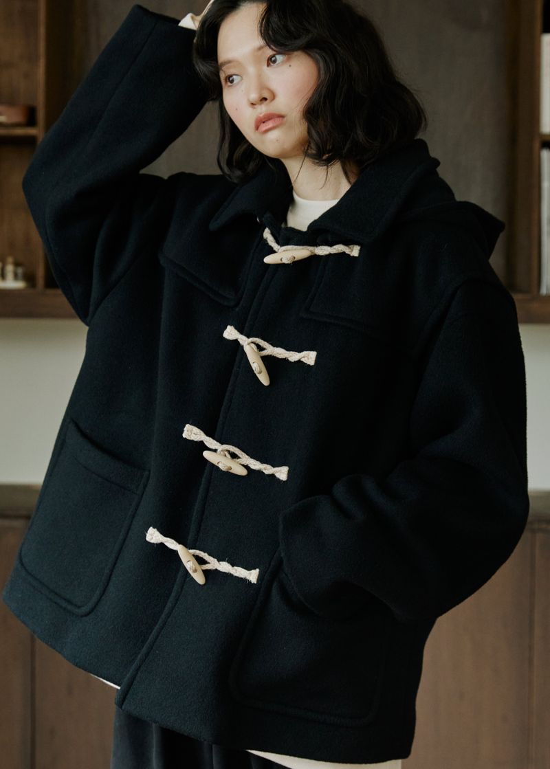 unisex half duffle coat black