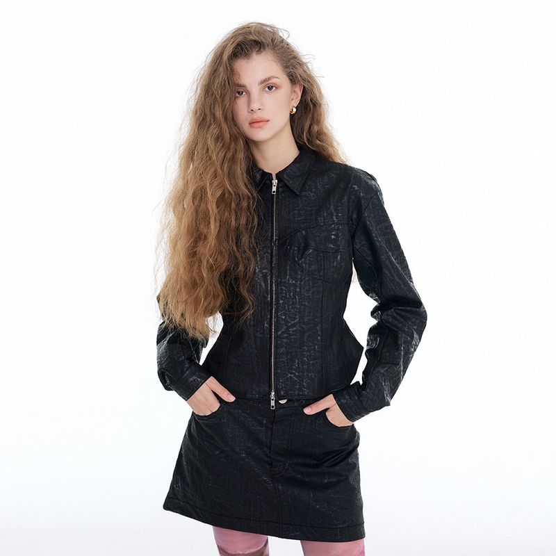 ITZAVIBE（イッザバイブ）の「[ICC22WSK17BK] VEGAN LEATHER MINI SKIRTS（Skirts）」