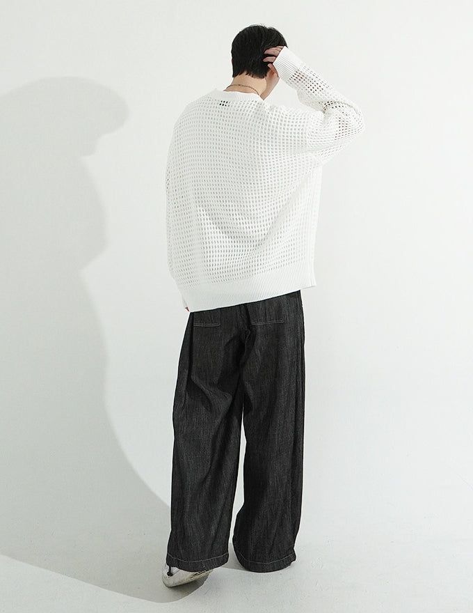Natural Pintuck Balloon String Denim Pants