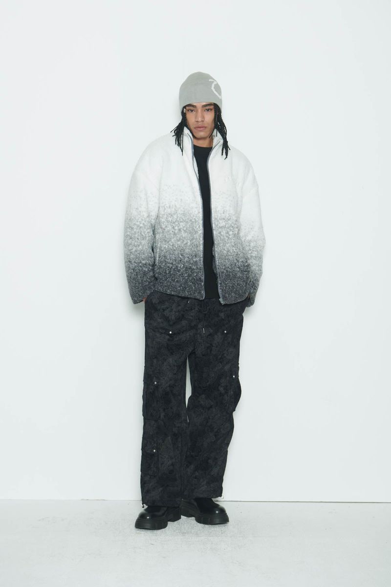 Grey Gradation Sherpa Fur Jacket
