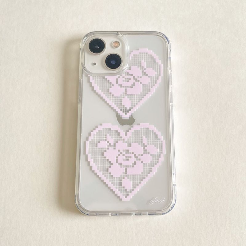 pink heart lace jellhard phone case