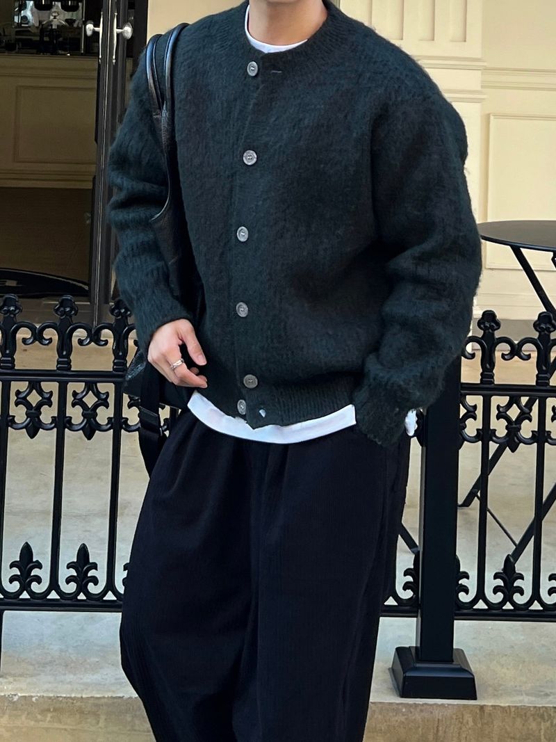 Brush wool cardigan