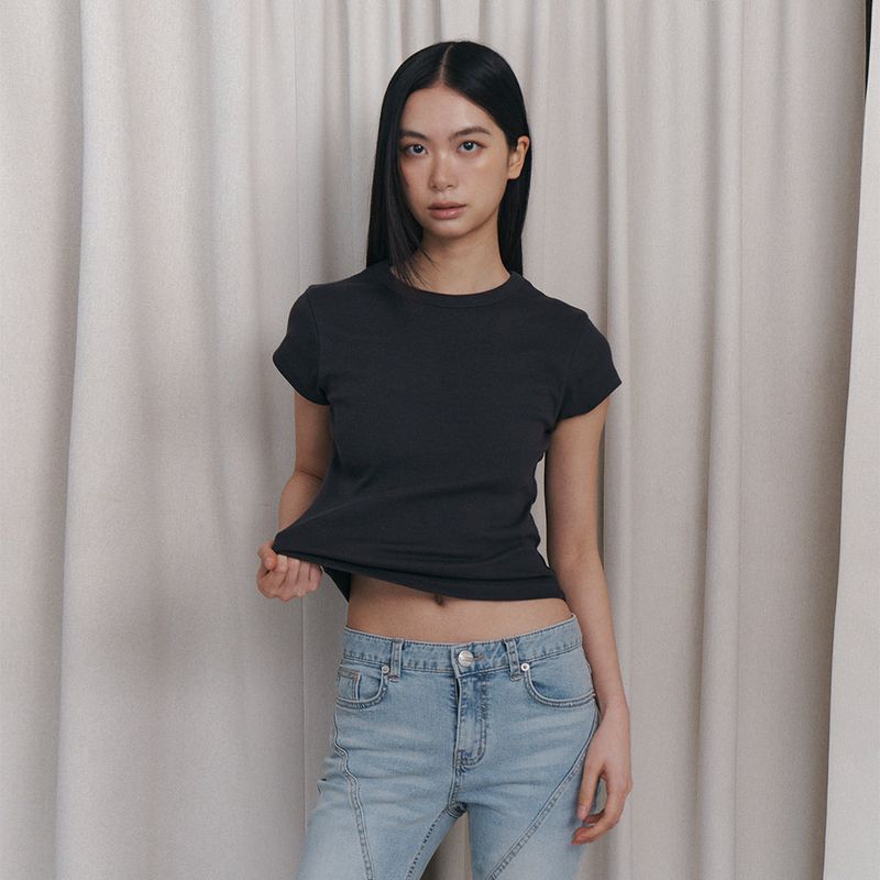 C 90S LINE BASIC T-SHIRT_CHARCOAL