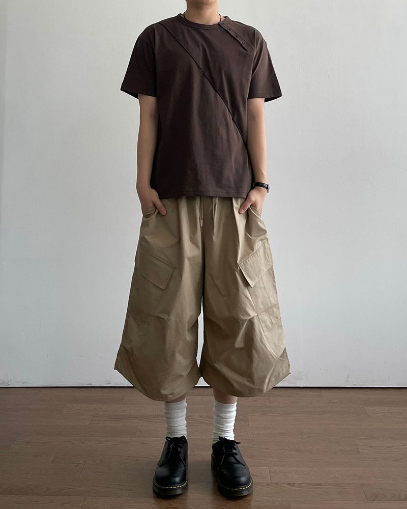 Solid Cargo Bermuda Pants