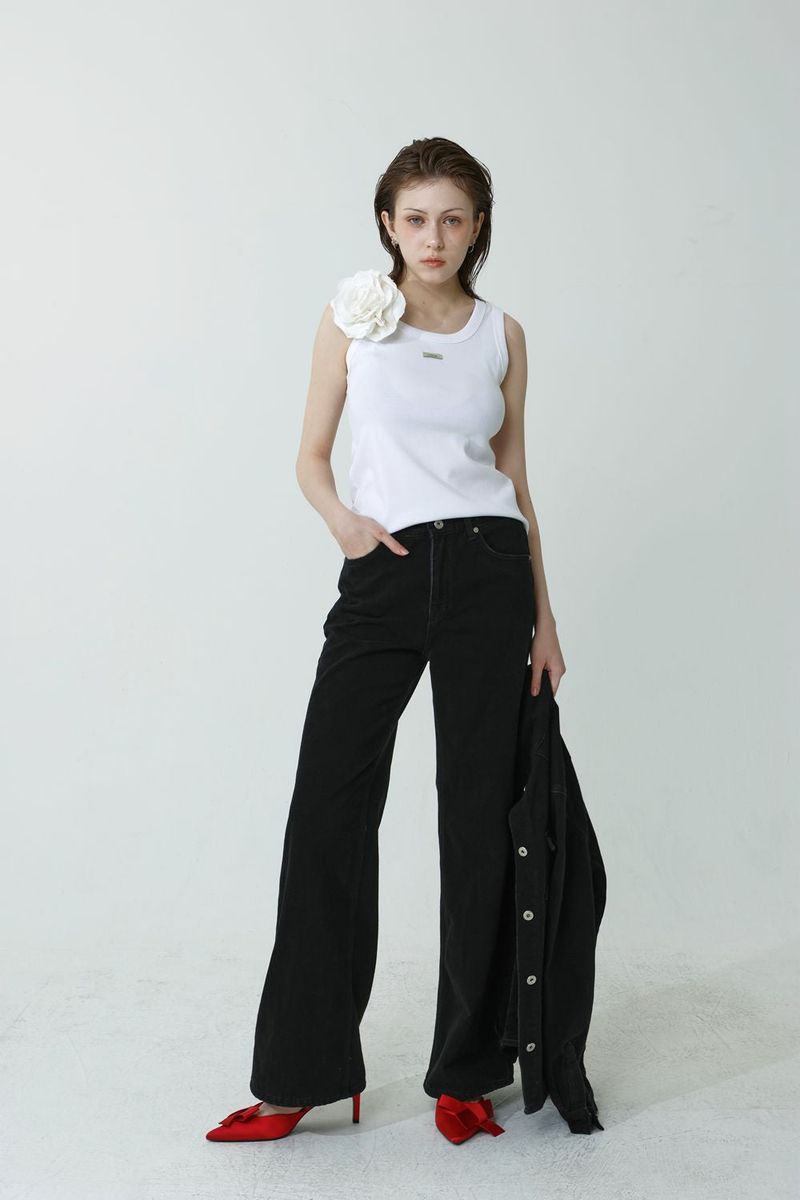 COTTON HEAT-TECH DENIM PANTS_BLACK