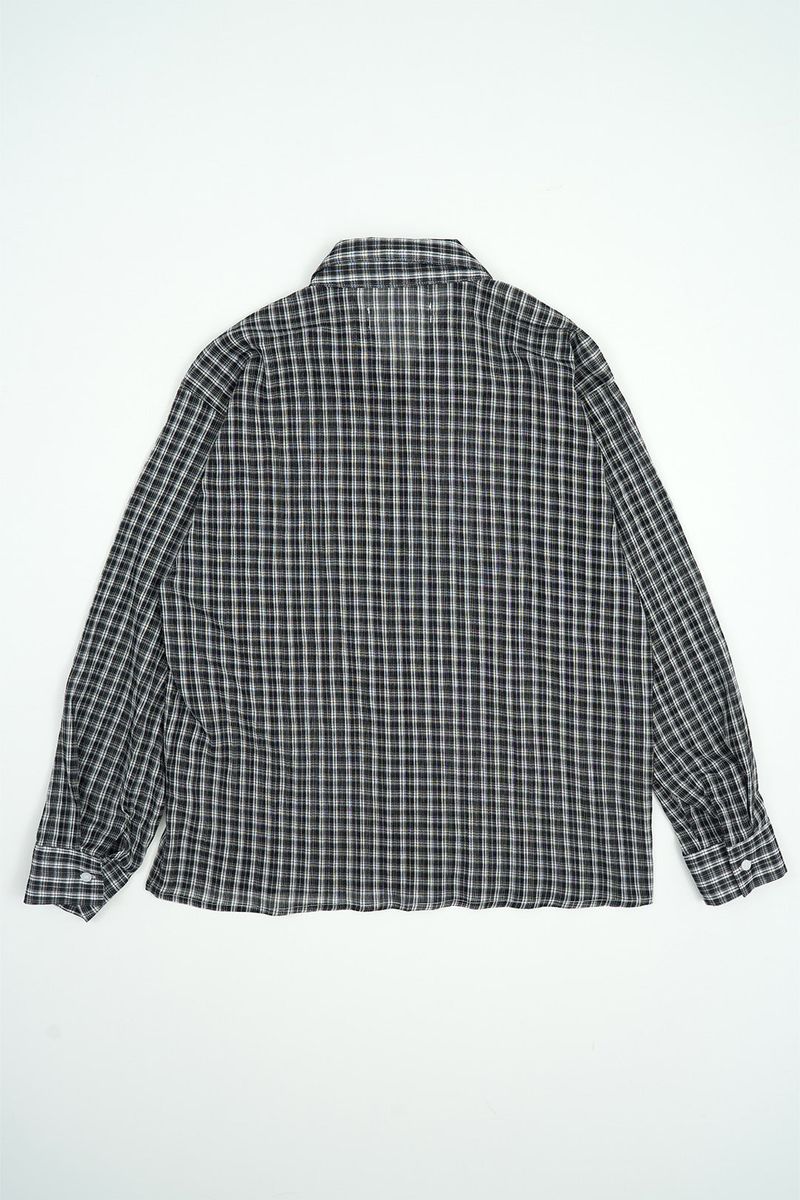 Vina sheer check wrinkle shirt