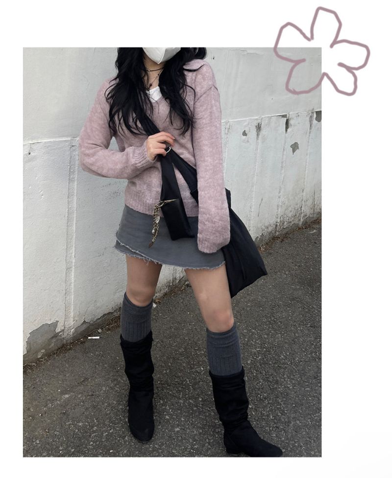 Basic alpaca v-neck knit