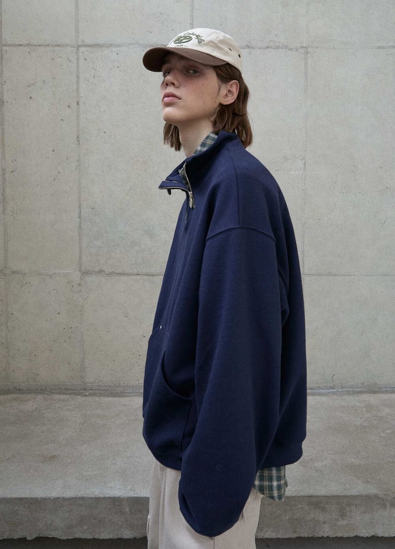 Double zipper high-neck sweatshirt
