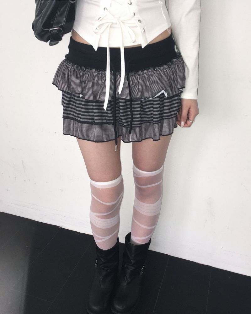 Stripe firll cancan skirt