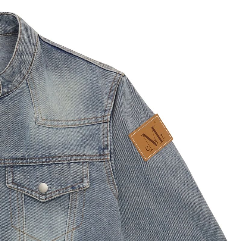 ENUE CROP BIKER DENIM JACKET