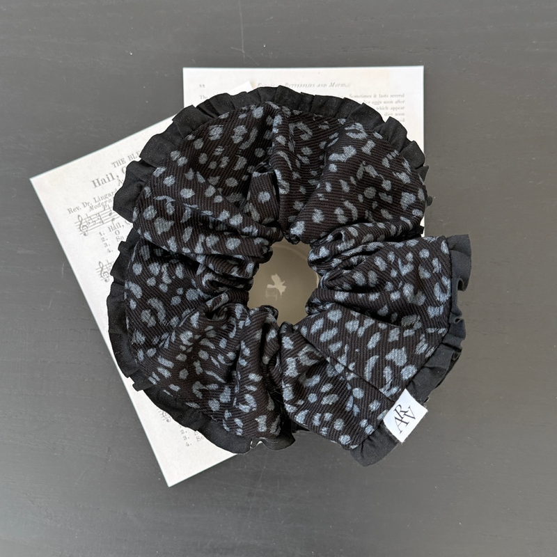 scrunchie corduroy leopard_black(B)