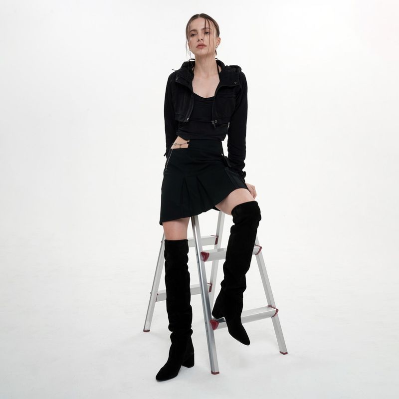 DETAIL HOODED BOLERO(BLACK)