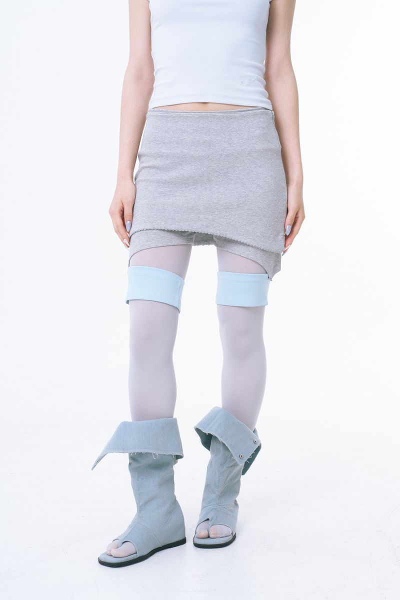 Two-Tone Layered Biker Shorts (MALANGE BLUE)